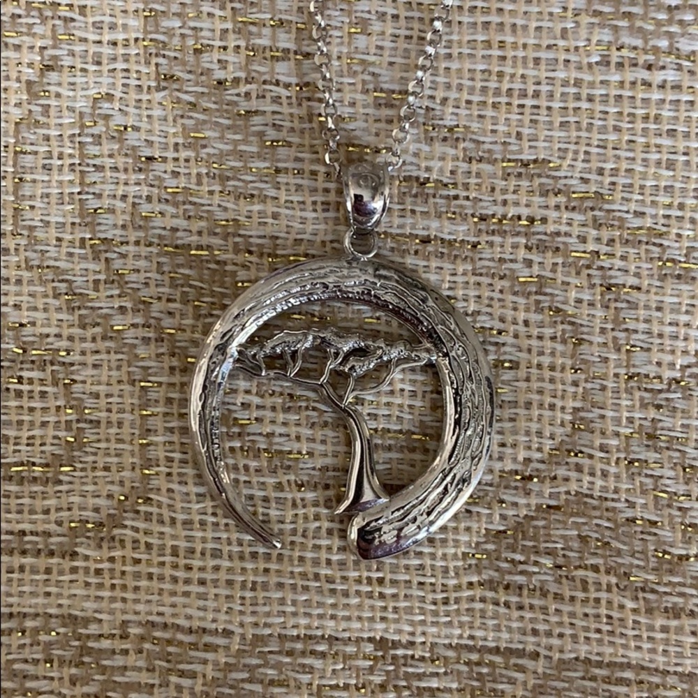 Japanese bonsai tree pendant. Sterling silver